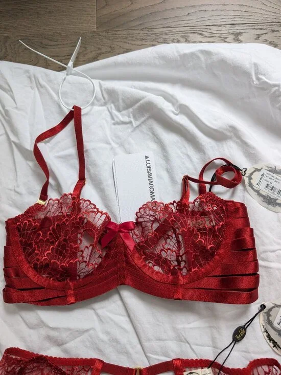 NWT Bordelle Sensu Balconnette Bra & Ouvert Brief Burnt Red size M - Picture 7 of 9
